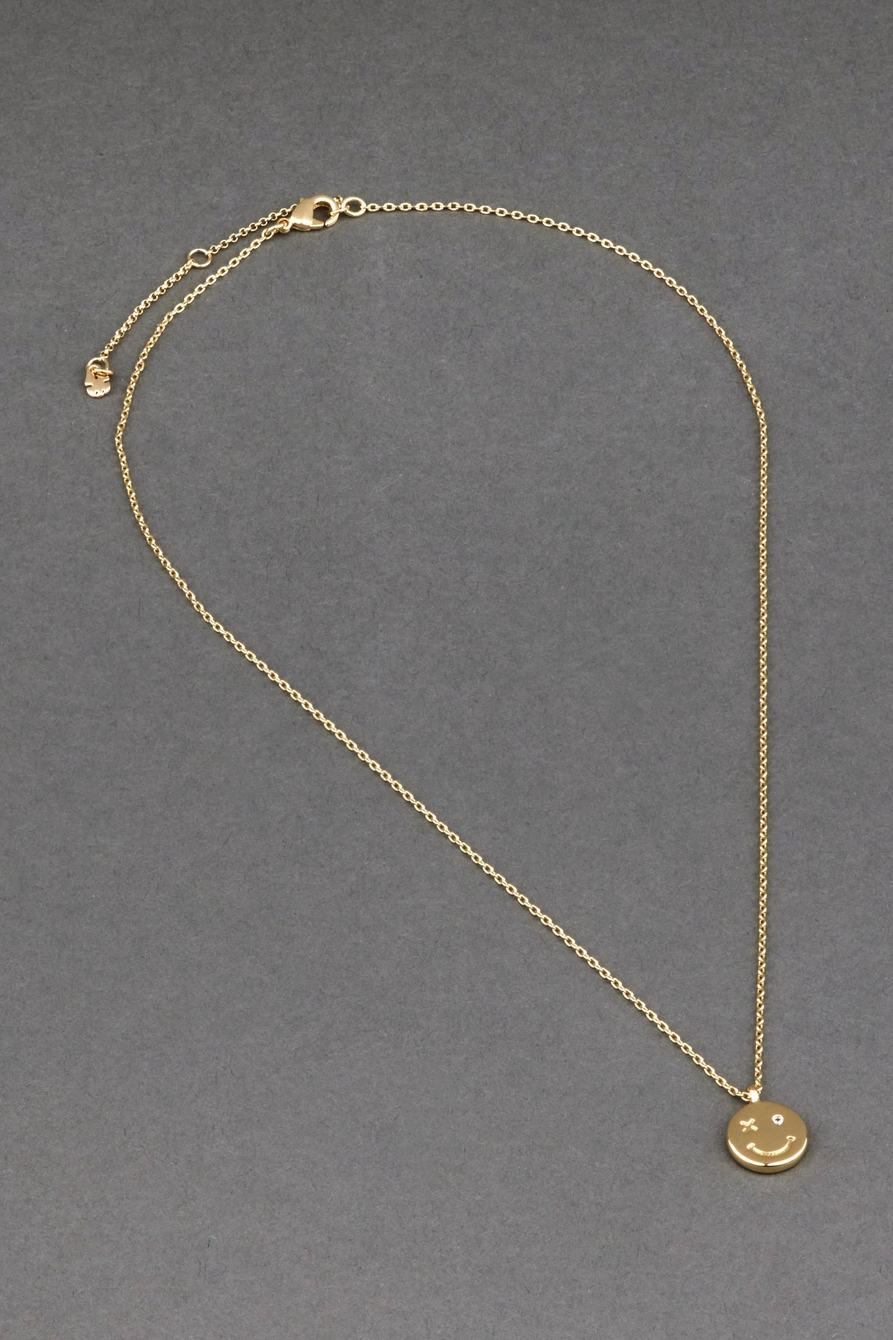 14k gold plated smiley necklace